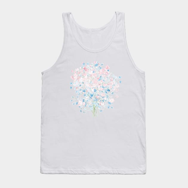 light pink and blue baby breath bouquet Tank Top by colorandcolor